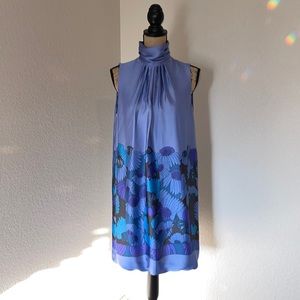 Zara Basics bubble bottom blue floral dress size Large